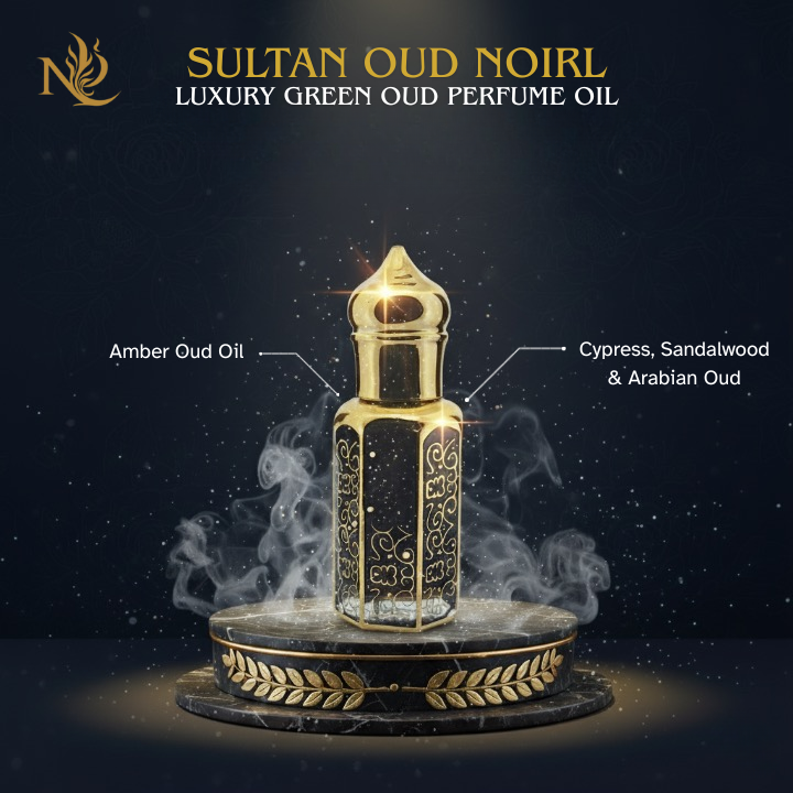 Sultan Oud Noir – Luxury Green Oud Perfume Oil | Cypress, Sandalwood & Arabian Oud | Unisex Long-Lasting Attar